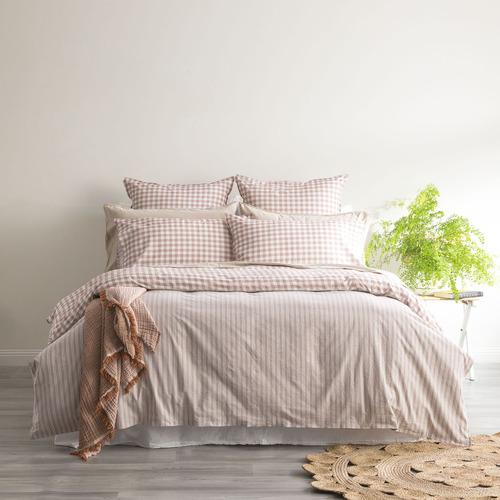 Chiswick Living Clay Alison Cotton Quilt Cover Set Temple & Webster