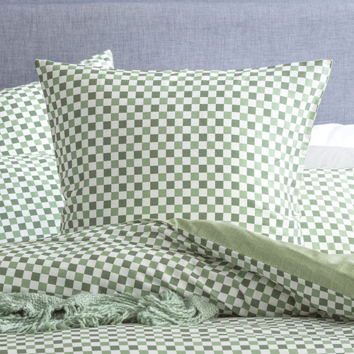 Sage Chessboard Cotton Quilt Cover Set