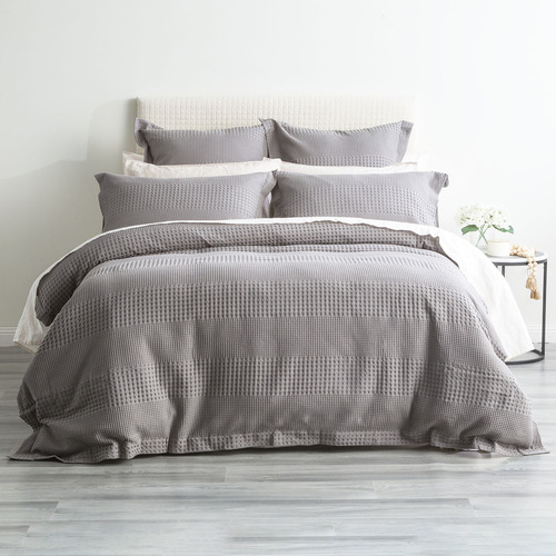 Fossil Elegance Waffle Cotton Jacquard Quilt Cover Set