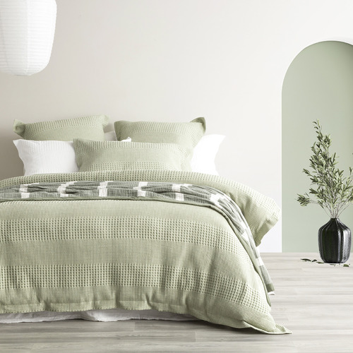 Moss Elegance Waffle Cotton Jacquard Quilt Cover Set