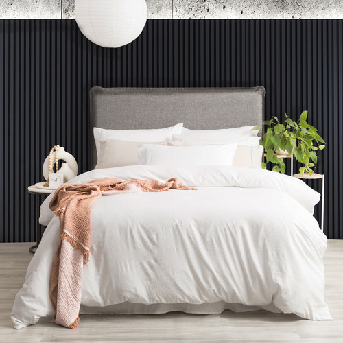 White Gatten Washed Microfibre Quilt Cover Set