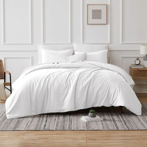 White 700TC Cotton-Blend Quilt Cover Set