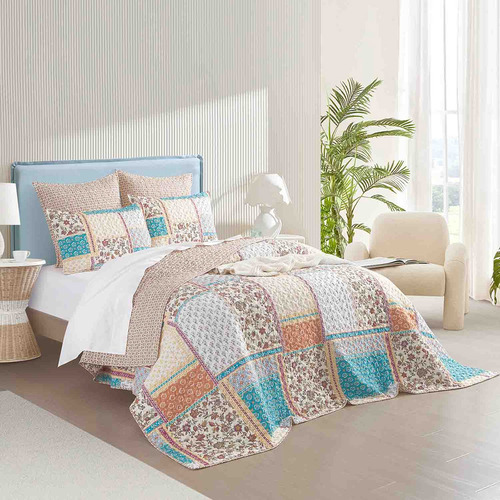 Cortesi Quilted Reversible Microfibre Coverlet Set