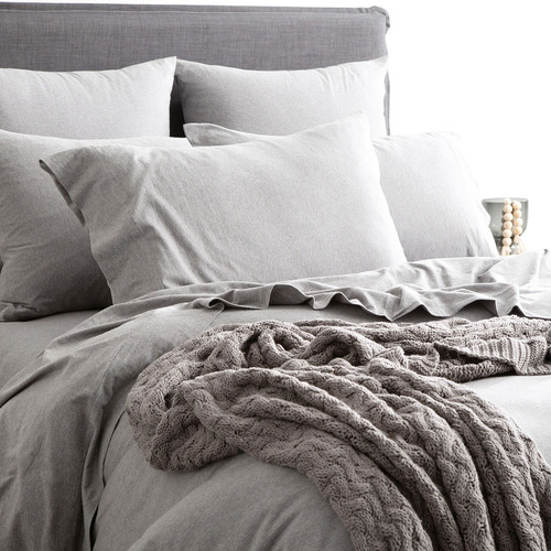 Charcoal Harlan Organic Cotton Jersey Quilt Cover Set
