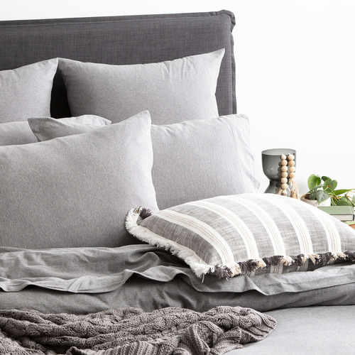 Charcoal Harlan Organic Cotton Jersey Quilt Cover Set