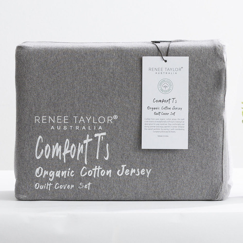 Charcoal Harlan Organic Cotton Jersey Quilt Cover Set