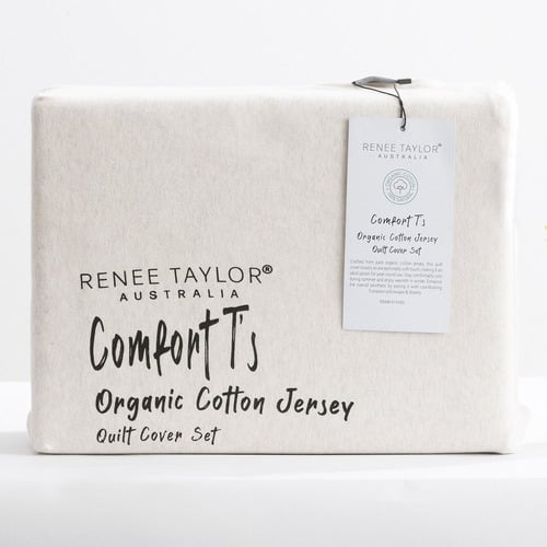 Oatmeal Harlan Organic Cotton Jersey Quilt Cover Set