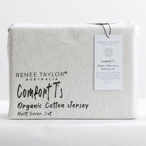 Ecru Harlan Organic Cotton Jersey Quilt Cover Set