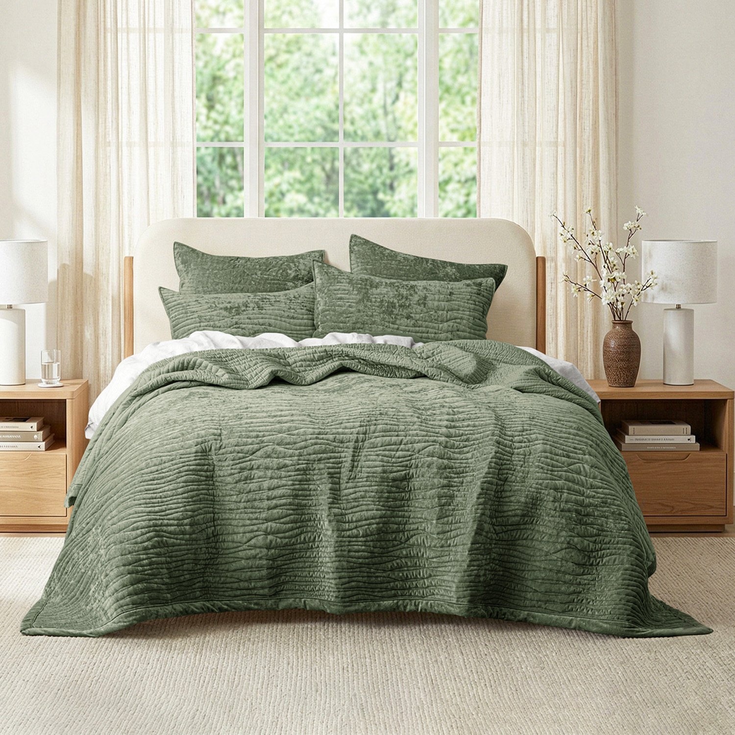 Military Bramble Velvet & Cotton Coverlet Set