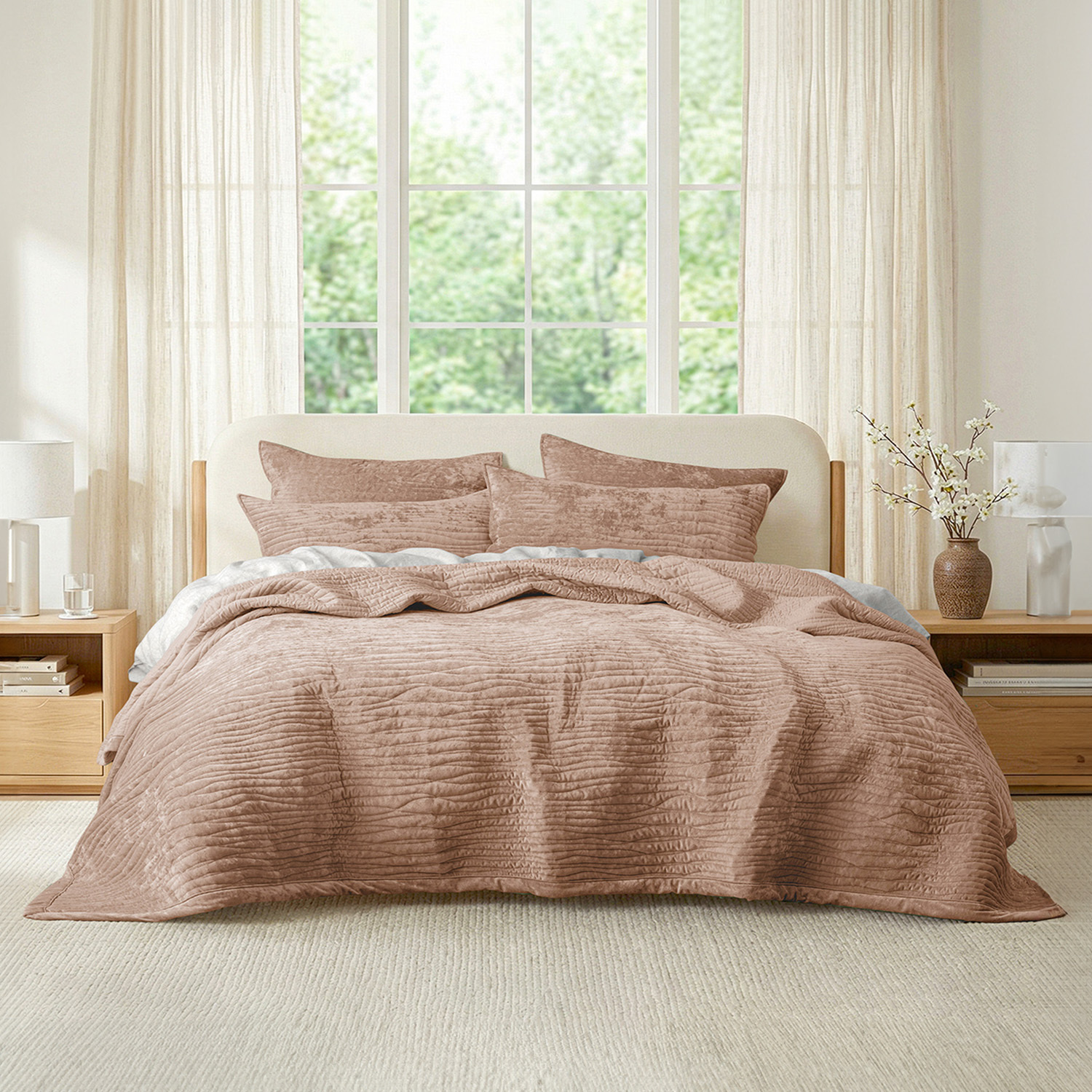 Wood Bramble Velvet & Cotton Coverlet Set