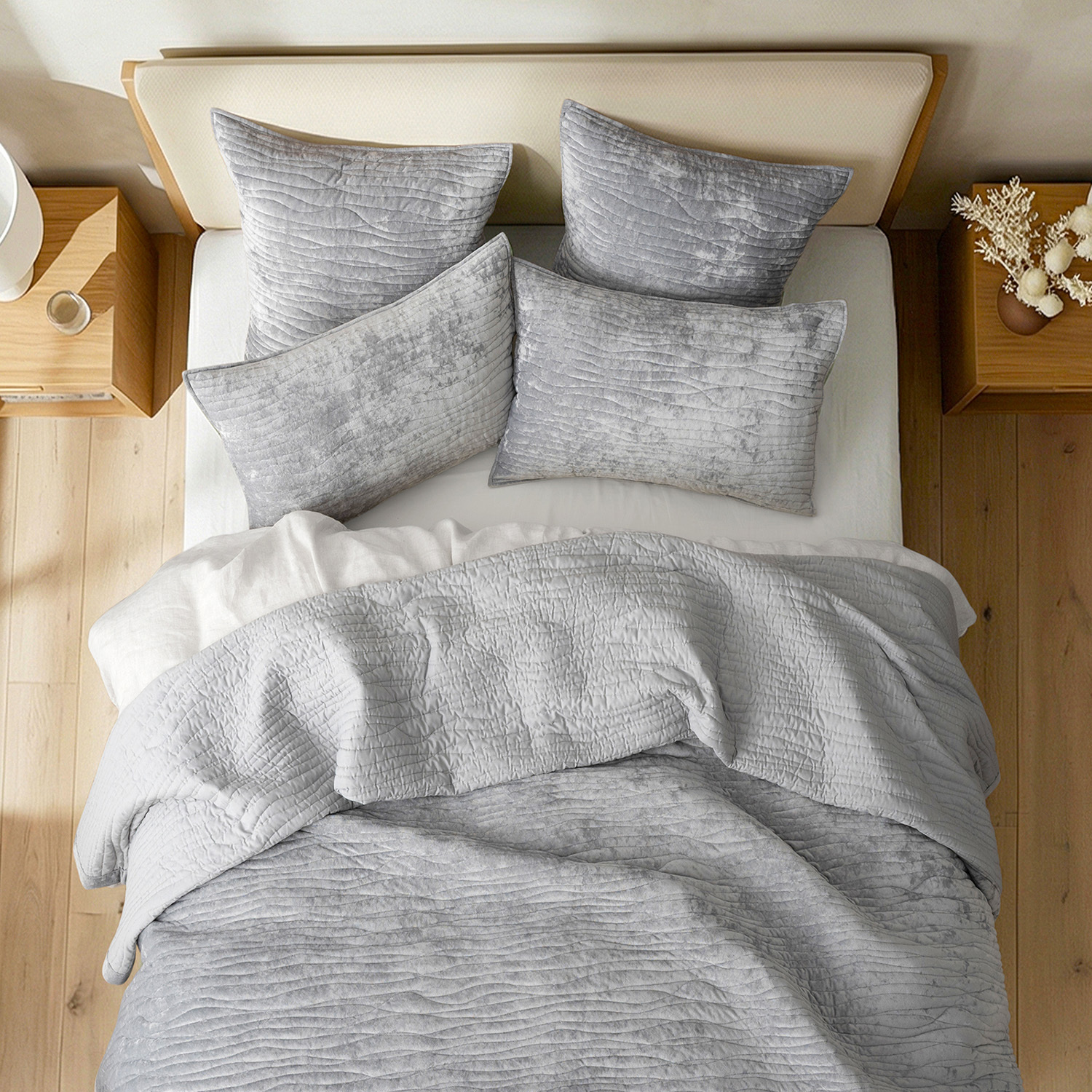 Silver Line Bramble Velvet & Cotton Coverlet Set