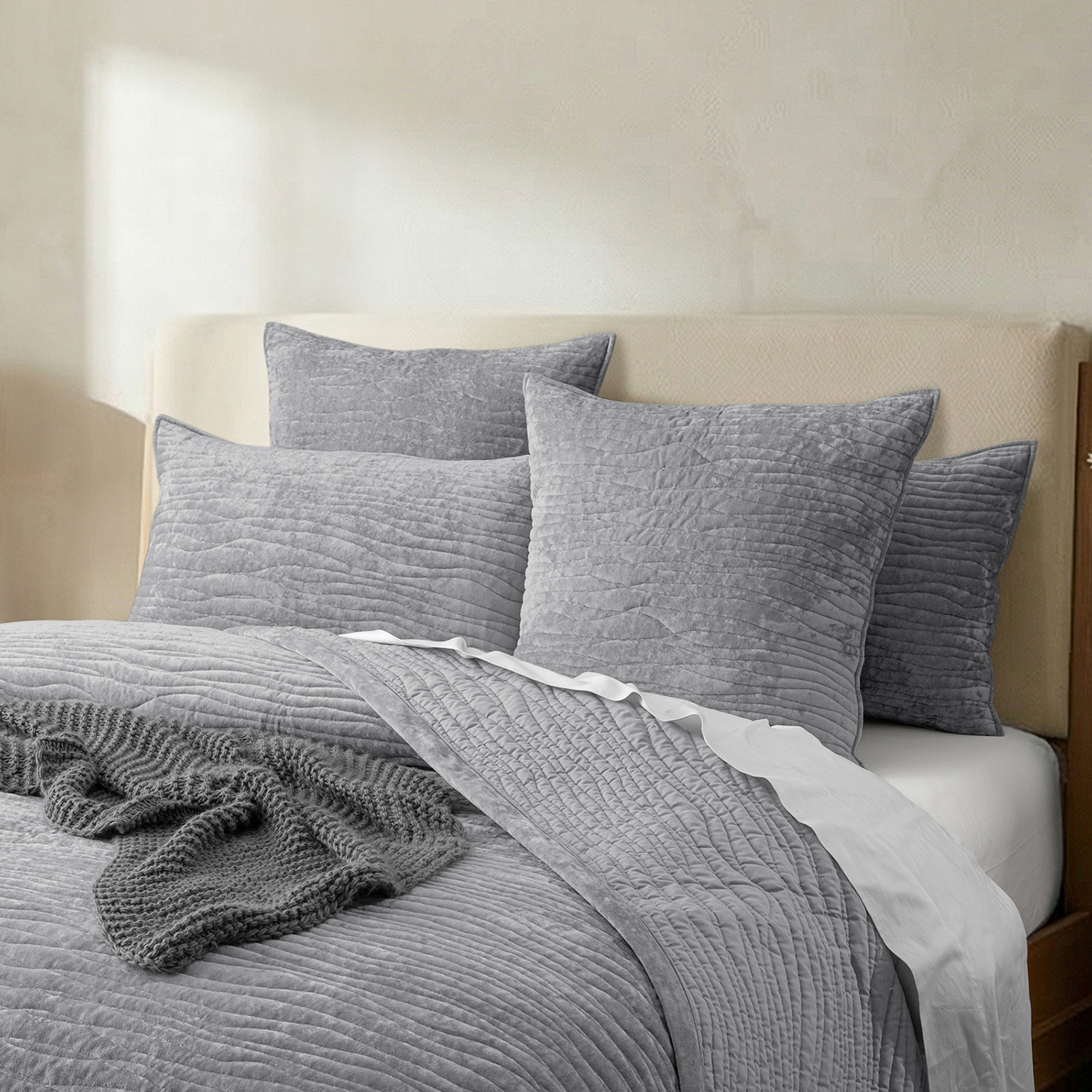 Silver Line Bramble Velvet & Cotton Coverlet Set