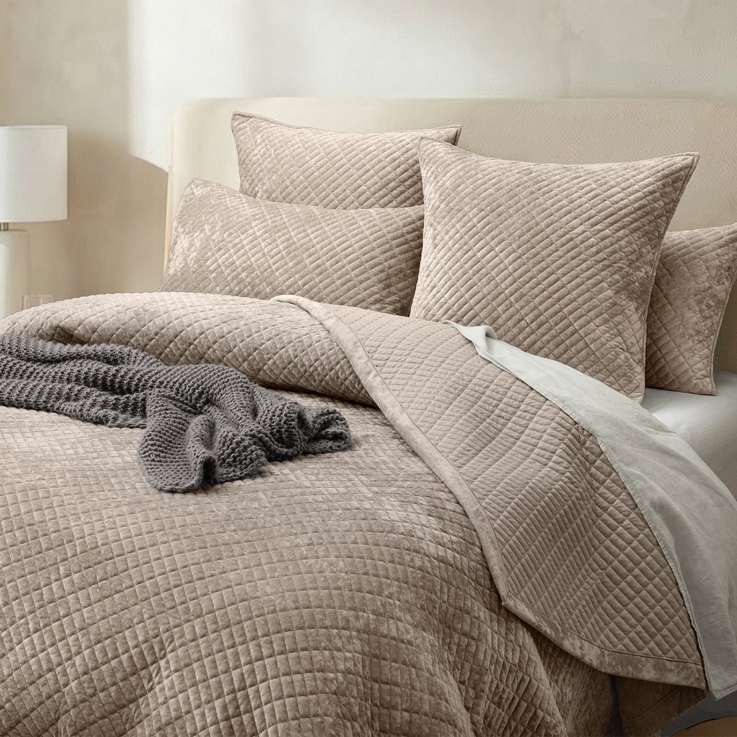 Cross Stitch Bramble Velvet and Cotton Coverlet Set