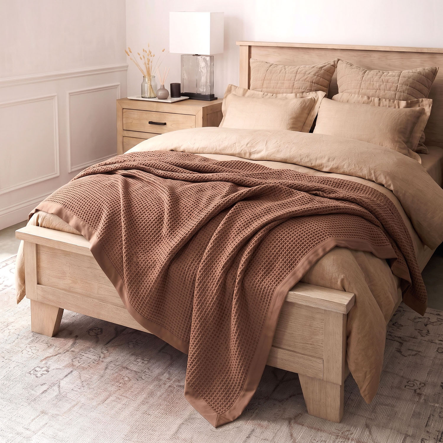 Freida Washed Cotton Waffle Blanket