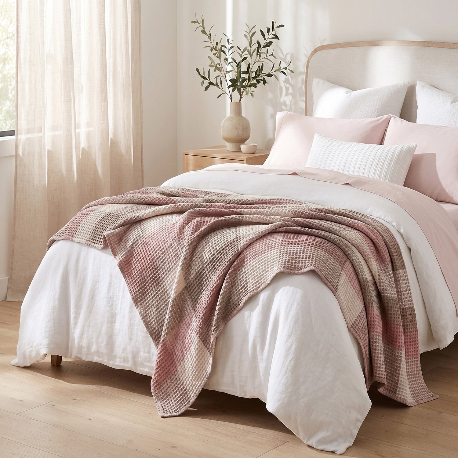 Ferice Yarn-Dyed Washed Cotton Waffle Blanket