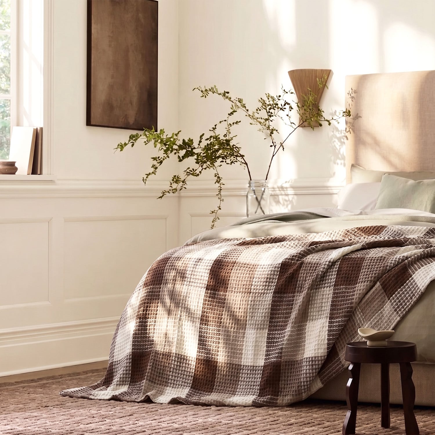 Ferice Yarn-Dyed Washed Cotton Waffle Blanket