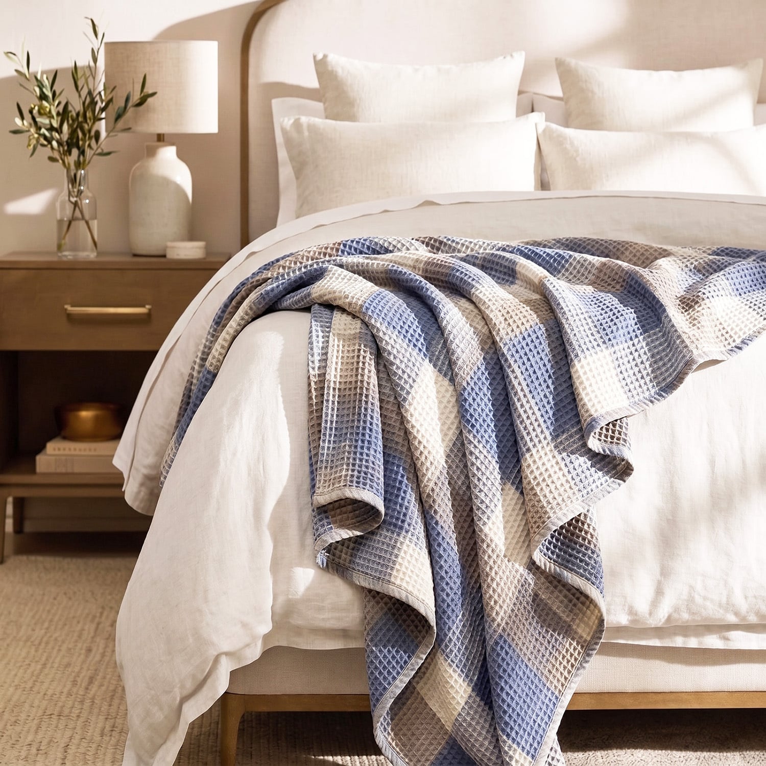 Ferice Yarn-Dyed Washed Cotton Waffle Blanket
