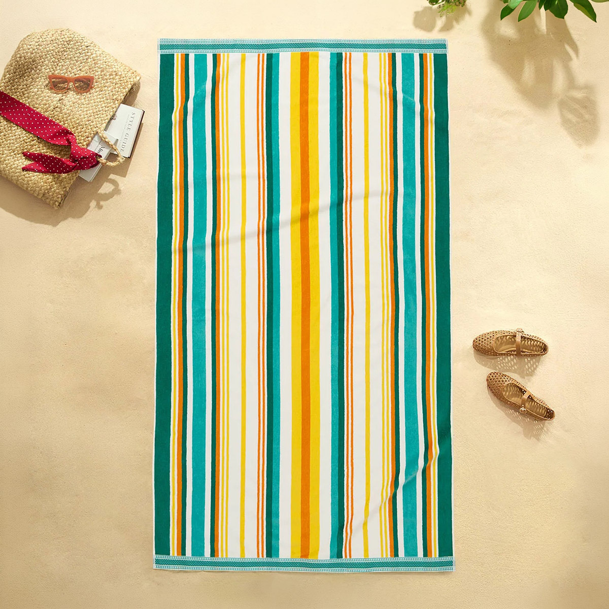 Teal Zuri Cotton Beach Towel