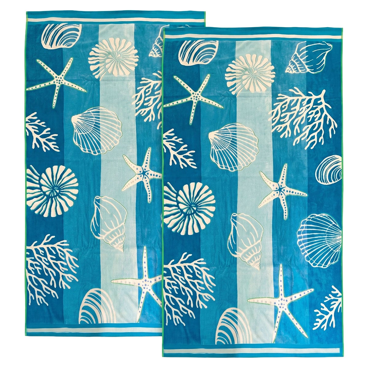 Coral Aqua Cotton Beach Towel