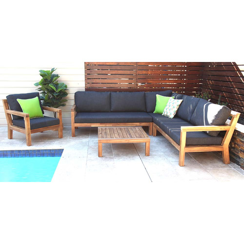 6 Seater Cuban Acacia Wood Outdoor Lounge Set Temple & ster