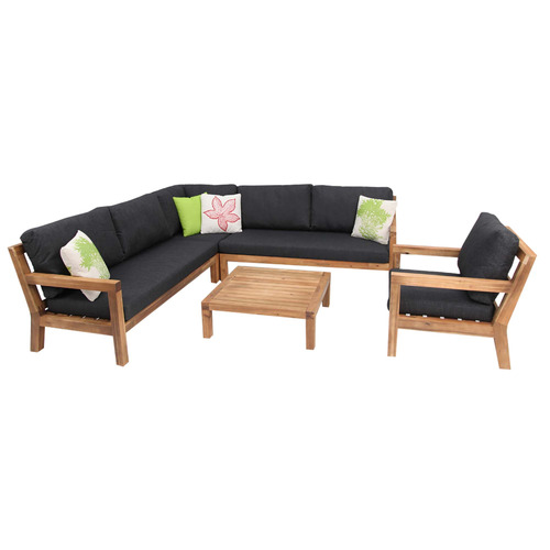 6 Seater Cuban Acacia Wood Outdoor Lounge Set Temple & ster