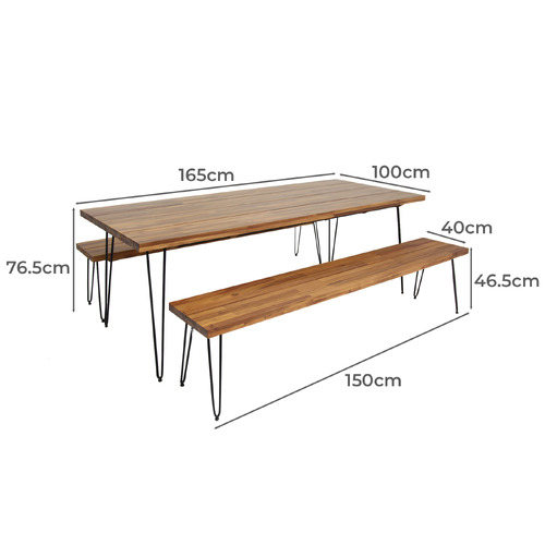 6 Seater Everglade Outdoor Dining Table & Bench Set Temple & ster