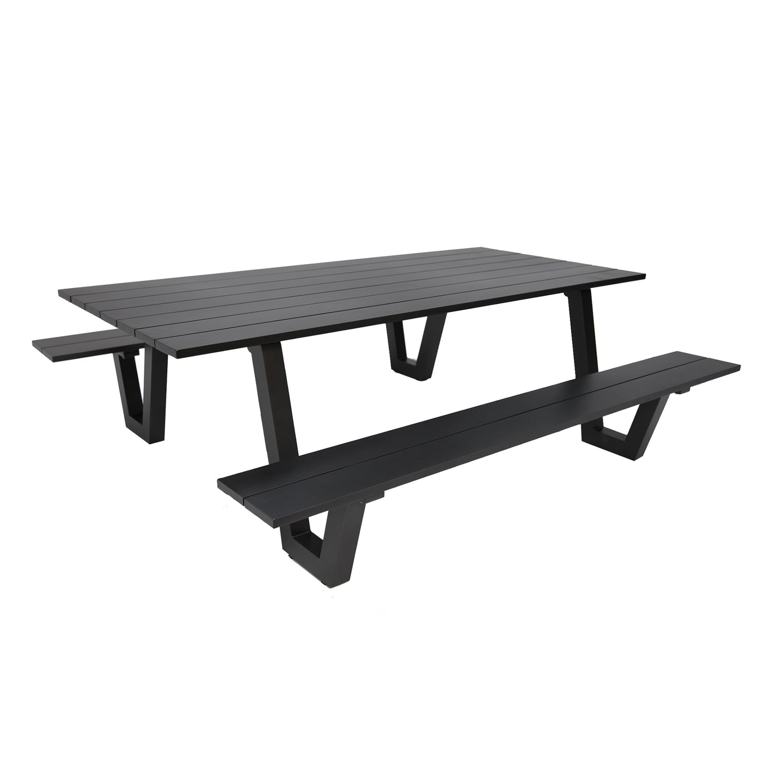 6 Seater Opaline Metal Outdoor Dining Table & Bench Set