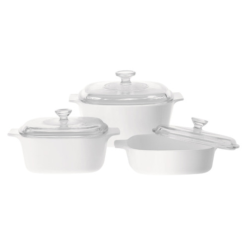 Corningware 3 Piece White Square Casserole Set | Temple & Webster