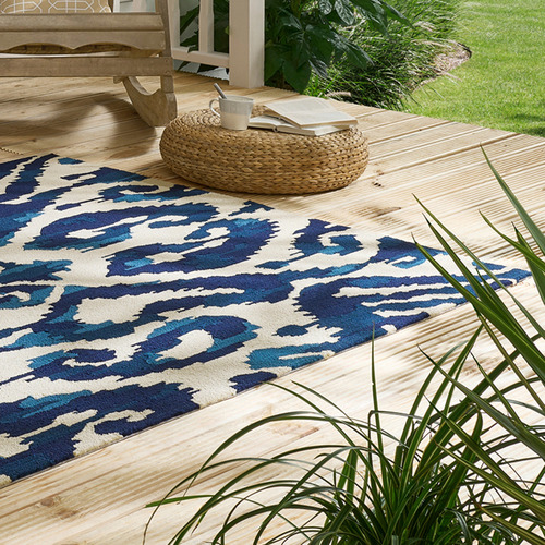 Indigo Kasuri Outdoor Rug | Temple & Webster