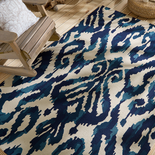 Indigo Kasuri Power-Loomed Indoor/Outdoor Rug