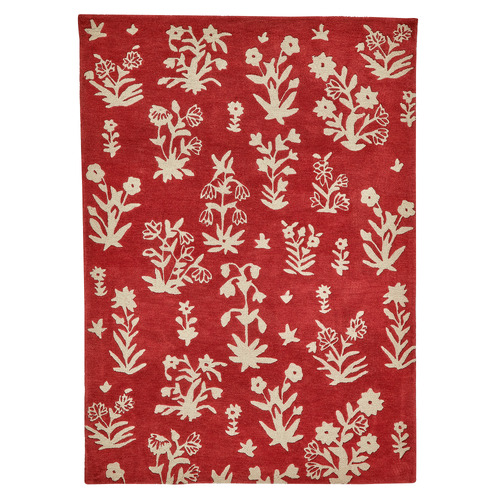 Damson Red Woodland Glade Hand-Tufted Pure New Wool Rug
