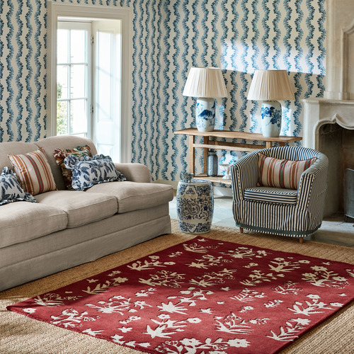 Damson Red Woodland Glade Hand-Tufted Pure New Wool Rug