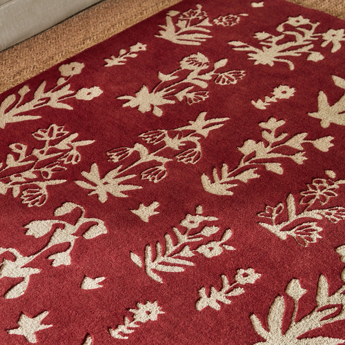 Damson Red Woodland Glade Hand-Tufted Pure New Wool Rug