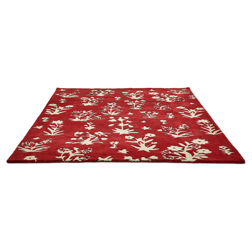 Damson Red Woodland Glade Hand-Tufted Pure New Wool Rug
