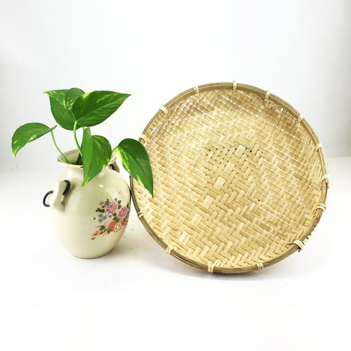 5 Piece Hand-Woven Bamboo Tray Set