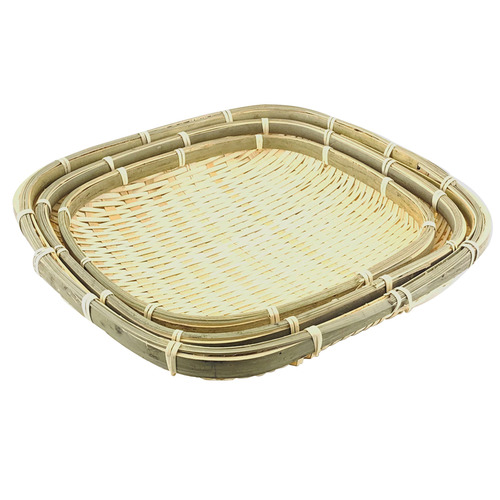 3 Piece Square Woven Bamboo Tray Set