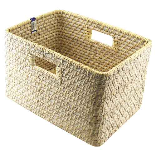 Whitewash Rattan Basket | Temple & Webster