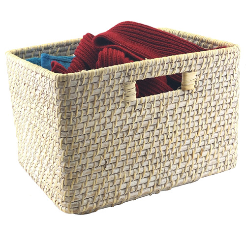 Whitewash Rattan Basket Temple & ster