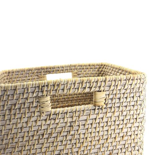 Whitewash Rattan Basket Temple & ster