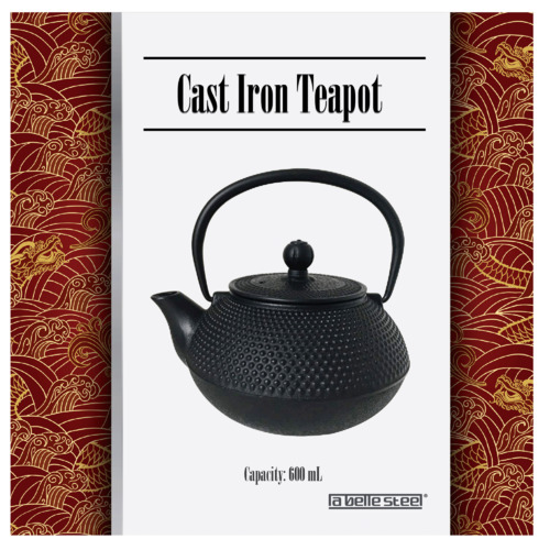 Black 600ml Cast Iron Teapot with Infuser