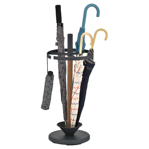 Natura Kitchen Black & Natural Carbon Steel Umbrella Stand Temple
