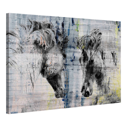 Facing Horses Canvas Wall Art
