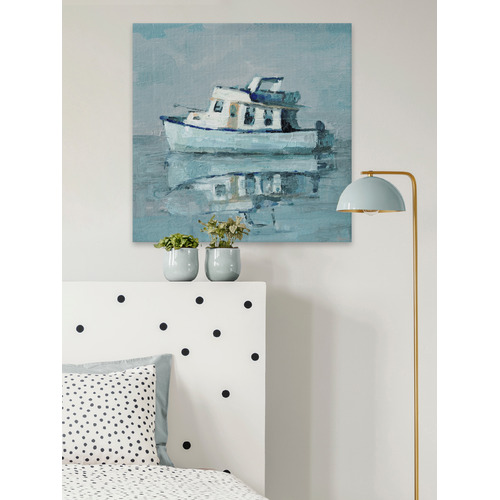 Boat Reflection Painting Stretched Canvas Wall Art
