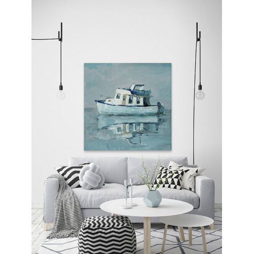 Boat Reflection Painting Stretched Canvas Wall Art