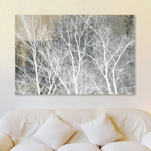 Frosty White Branches Canvas Wall Art
