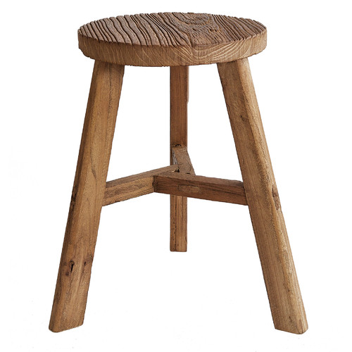 Low Round Elm Stool Temple & ster
