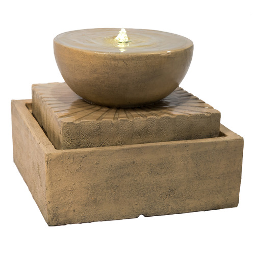 2-Tier Geometric Outdoor Fountain with LED