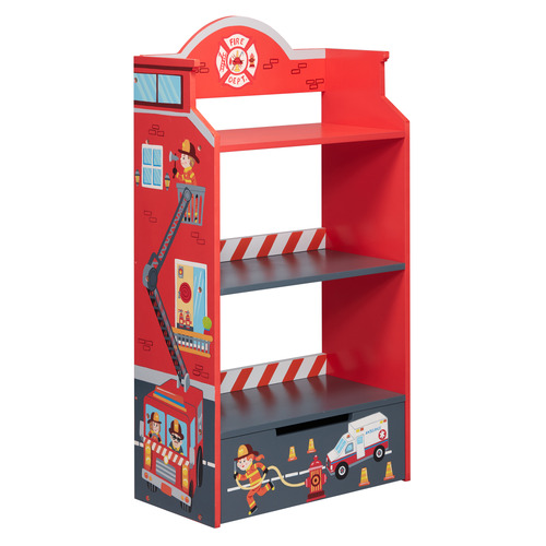 Fantasy Fields Little Fire Fighters Kids 3-Tier Bookshelf with Storage