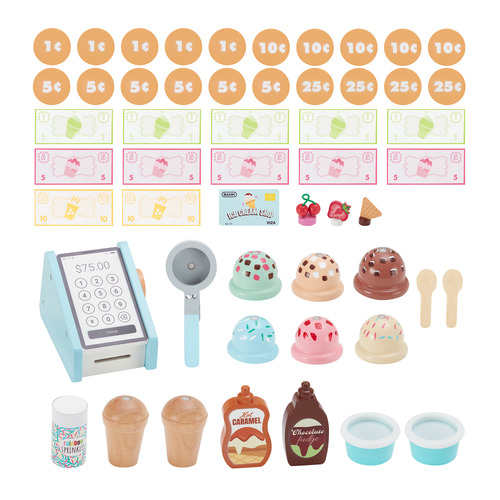 Teamson Kids 33 Piece My Little Helper Ice Cream Cart & Accessory Set
