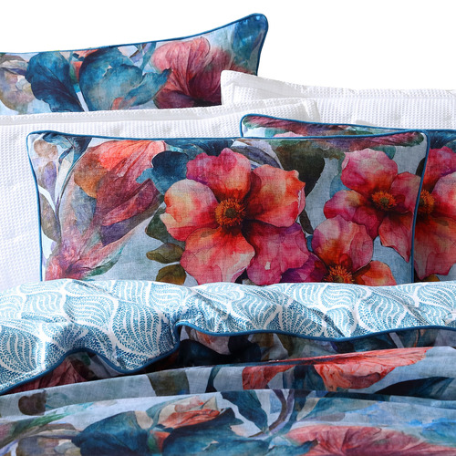 Azure Bloom Cotton Sateen Quilt Cover Set